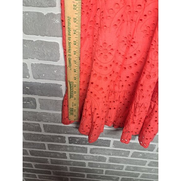 Japna Womens Hot Pink Eyelet Strapply Knee Ruffle Summer‎ Dress Size Medium - Picture 8 of 12